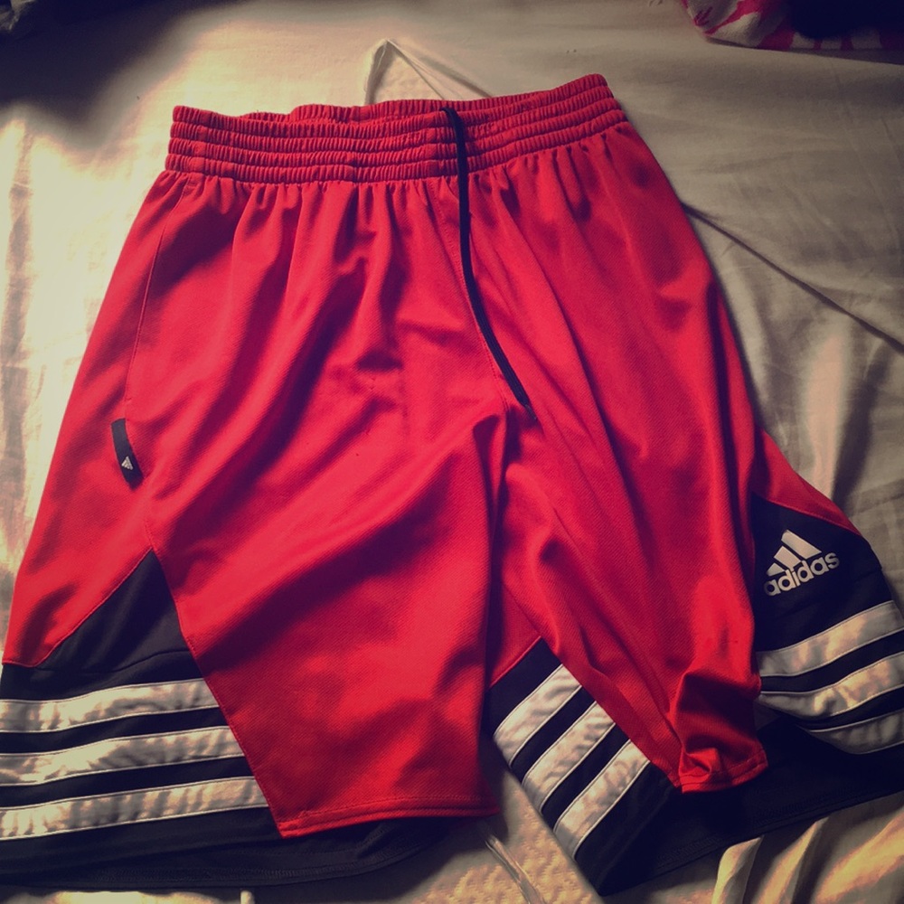 Red adidas shorts
